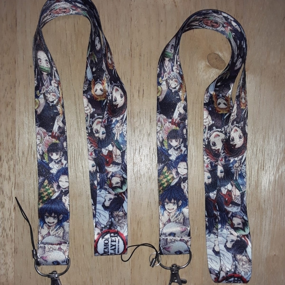 2 Japan Anime Demon Slayer Kimetsu No Yaiba Lanyard with Metal Clip (2pcs)